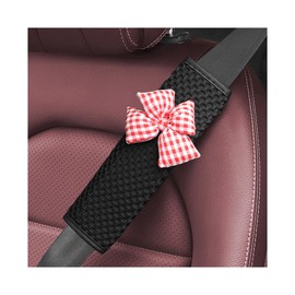 Mandark Cute Bow Car Seat Belt Covers, 2PCS Vehicle Seatbelt Neck Cushion Pads, Shoulder Strap Protector Decoration for Women Girls, Universal Automotive Interior Accessories (Red)