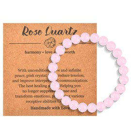 CERSLIMO Natural Bead Bracelet for Women & Men - Healing & Anxiety Bracelet with Beautiful 8mm Crystal, Rose Quartz