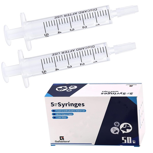 Gufastoe 50 x 5 ml syringes with caps without rubber