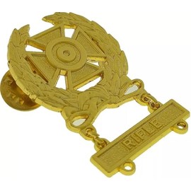 US ARMY Expert Shooting GOLD PLATED Badge Wreath Rifle MARKSMAN Qualification Q Bar Made in USA