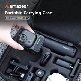 AMAZEAR Carry Case for Insta360 Go Ultra Accessories, Insta 360 Go-Ultra Portable Travel Bag with Shoulder Strap Hard Case for Protection, Organization, and Storage, Water-Resistance, Black