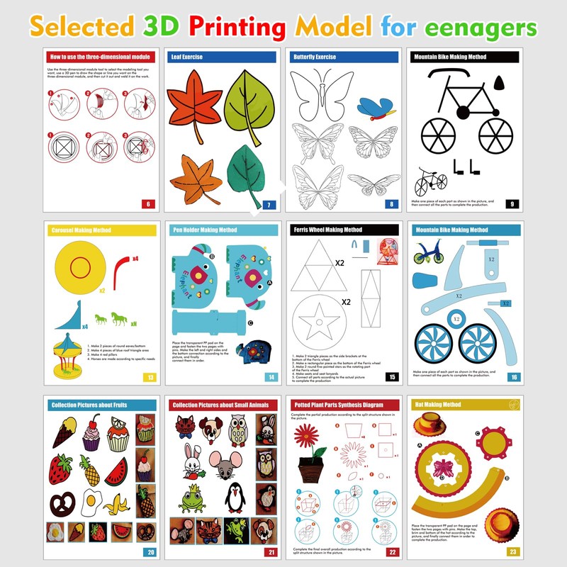 MOCOBO 3D Printing Drawing Book, 40 Colorful Patterned Thick Paper