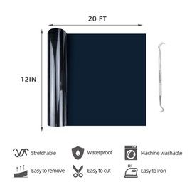 HTVRONT Heat Transfer Vinyl-12In x 20Ft Black Iron on Vinyl Roll,HTV Vinyl Roll for T-Shirt Clothing and Other Fabrics