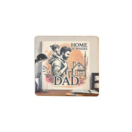 Home is Where Dad Wooden Fridge Magnet - Beautiful Father and Child Design for Your Kitchen or Living Space (mag-kf25-2922)
