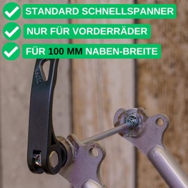 Front Wheel Quick Release 1 Pack in Black, Size 5 x 100 mm, for 100 mm Hub Width, Thru Axle for Road Bike, MTB, Trekking Bike, Quick Release for Bicycle Rim Front Tyre, Two-wheel Single Tensioner