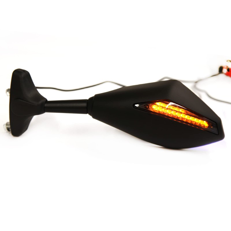 Motorcycle Side Mirrors with LED Turn Signals Compatible With GSXR