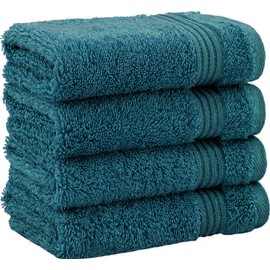 Textile Do 4 X Luxury Face Cloth Towel Set (30 x 30 cm-800 GSM) 100% Egyptian Cotton Wash Cloths Super Soft Flannels Face Cloths for Gym Spa Bathroom (Cotton, Blue Lagoon)