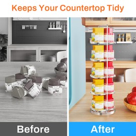 NiHome Rotating Acrylic Pod Holder Compatible with Ninja Thirsti Drops, 360° 10-Flavor Storage Holder for Ninja Thirsty Drink System, Space-Saving Design Easy Flavor Organization (Clear)