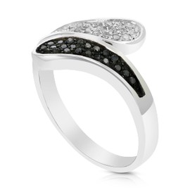 Vir Jewels 1/3 cttw Black and White Diamond Ring .925 Sterling Silver with Rhodium Size 7