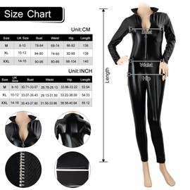 M MUNCASO Catwomen Jumpsuit PU Leather Women's Catwoman Catsuit Costume Party Outfit Dress Up Cosplay Tight Body Black
