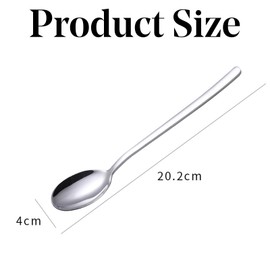 2 x Long Handled Teaspoons Spoons Latte Coffee18/10 Polished Stainless Steel Set of Tea Spoon Cutlery for Ice Cream Sundae Handle