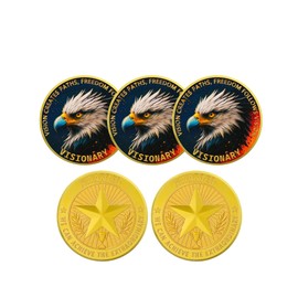 RYUKENLM 5pcs Employee Appreciation Coin Set Visionary Leadership Challange Coin Determined Eagle's Vision Awards for Visionary Leadership Thank You Gift for Employee Staff Coworker Students