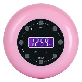 HANNLOMAX HX-159CR Shower Clock Radio, PLL FM Radio, Bluetooth with Hand-Free Function, LCD Display, Waterproof (IPX4), Built-in Li-ion Rechargeable Battery, Unique Suction Cup Design. (Pink)