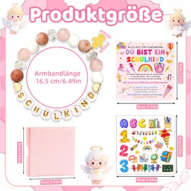 Moizkna School Gift Girls, School Child Gift Bracelets, School Enrolment Girls School Cone Filling First Day of School Gifts for School Child 2025 Girls Lucky Charm, One size, Plastic, Created Diamond