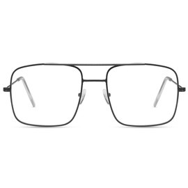 Metal Large Frame Anti Blue Light Eyewear Glasses PC Oversized Flat Glasses For Womens/Mens Blue Light Blocking Light Weight Clear Lens Glasses Gol/Silver/Black (Black)