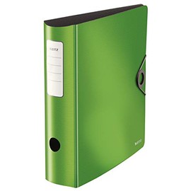 Leitz 180° Active Solid Quality Folder, A4, Wide, Rounded Spine, 8.2 cm Wide, Rubber Band Fastener, Lightweight Polyfoam, Plastic Folder, Light Green, 10471050