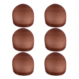 6Pcs Wig Caps Nylon Stocking Wig Caps Stretchy Wig Caps for Women (Dark Brown)