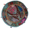 Stylo Culture Cotton Patchwork Embroidered Ottoman Stool Pouf Cover Green