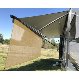Tentproinc RV Awning Sun Shade Screen 8' X 12' 3'' (fit for 13' Awning) Mesh Sunshade for RV Awning Sunscreen Motorhome Camping Trailer Awning Shadescreen Block UV Glare - 3 Year Warranty (Beige)