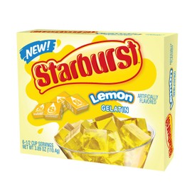 Starburst Gelatin variety pack, 4 flavor Lemon, Blue Raspberry, All pink Strawberry, and cherry (3.89 OZ each)