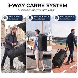 Foldable Rolling Duffle Bag with Wheels - 30" Extra Large Waterproof Travel Backpack with Shoe Compartment, Heavy Duty TSA-Approved Luggage for Men’s Camping, Sports, and Airplane Trips