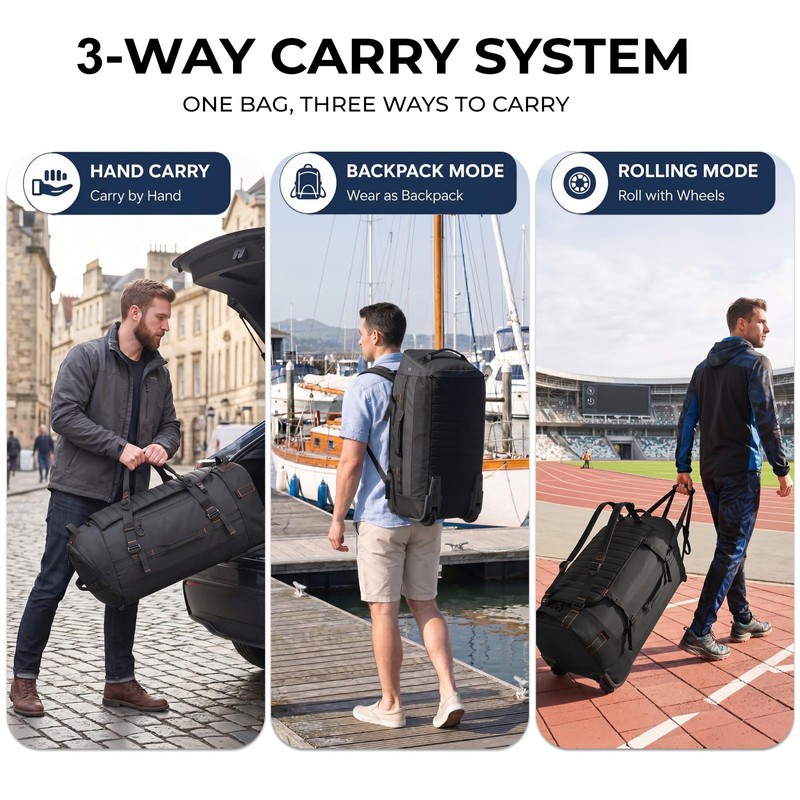 Foldable Rolling Duffle Bag with Wheels - 30" Extra Large