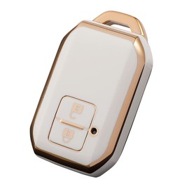 [Kinotaka] Soft TPU Smart Key Cover for Suzuki Cars, 2 Button Car Remote Key Case, Key Cover Designed for New Swift/New Wagon R/New Wagon R Stingray/Crosby (White), white