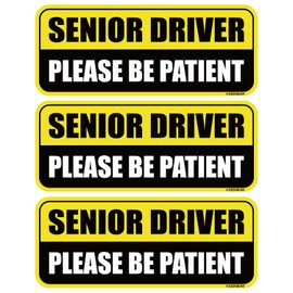 GEEKBEAR Senior Driver Car Magnet (3 Pack) - Rectangular Shape, 8.7 x 3.6 inch (Yellow/Black)