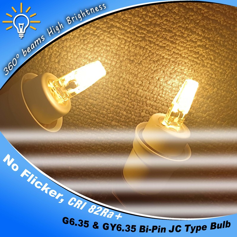 Heifymi GY6.35 LED Bulb 2W Equivalent 20W Halogen Bulb 2700K