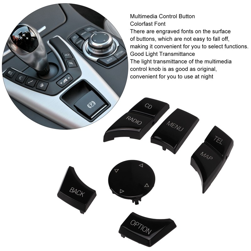 6pcs Multimedia Control Button Multifunction Piano Black Plug and Play