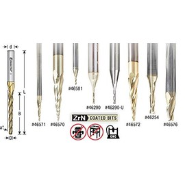 Amana Tool - 46577 CNC 2D & 3D Carving Flat Bottom 0.10 Deg Straight Angle x 1/4 Dia x 1