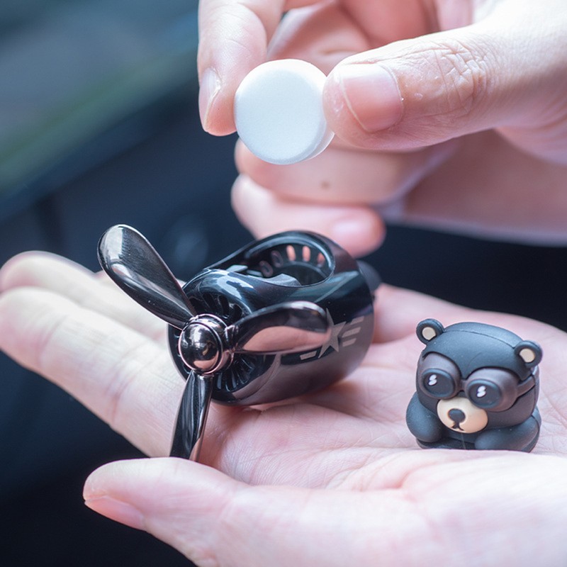 Car Air Freshener Cute Bear Car Diffuser with Rotating Propeller