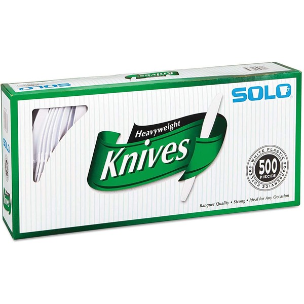 Heavyweight Plastic Cutlery, 500/Carton, Knives, White, 7 in