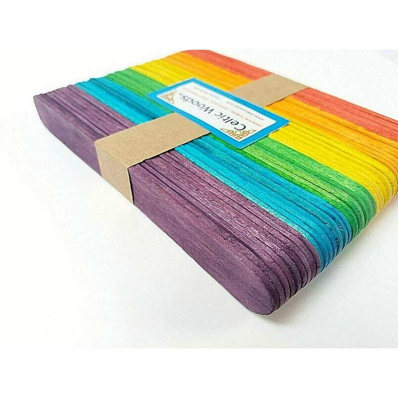 Large Eco Wooden Lollipop Coloured Craft Sticks Lolly 150mm x