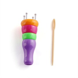 E-outstanding French Knitter Plastic Handy Yarn Wool Knit Knitter 4 Peg Prong Knitting Doll Craft Loom Rope Maker for DIY Craft