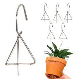 QiQnHngD 6 Pack Flower Pot Holder, Terracotta Pot Clips for Clay Pot, Plant Hanger Hook, Stainless Steel Pot Hangers, Wall Mounted Plant Holder for Indoor and Outdoor Plants(Back Hook)