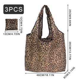 UILYNIU 3 Pack Large Lightweight Foldable Reusable Shopping Bag (Brown)