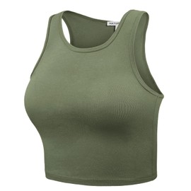 HATOPANTS Sleeveless Camisole Crop Tank Tops Racerback High Halter Neck Shirts LTOLIVE L