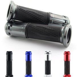 Area1 Universal Motorcycle Scooter Handlebar Grips Grip Rubbers Pack of 2 1 x 22 mm + 1 x 24-25 mm (7/8 / 1 Inch) (Gun) (Grey) Compatible with KSR