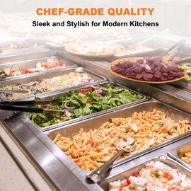 8 Pack Hotel Pans with Lids, 4" Deep Full & Half Size Stainless Steel Pan with Lid, 4 Full Size (20.8" L x 12.8" W) & 4 Half Size (10.4" L x 12.8" W), Anti-Jam Stainless Steel Steam Table Pans