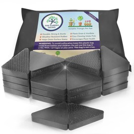 The Garden Gecko Unsichtbare Topffüße für Blumentöpfe und Blumen im Freien, Vollgummi-Topferhöhungen mit einem maßgeschneiderten rutschfesten Dreiecks-Griff | 24 Stück solide Dreiecke