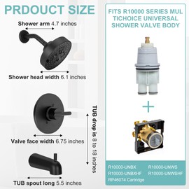 Replacement for DT Faucet 14 Series Trim Kit, 144749BL Black Shower Trim Kit Compatible with R10000-UNBX Roughing Valves (Cartridge/Valve Not Included)