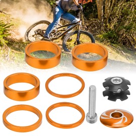 Zunate Bike Headset Spacer Set, 1 1/8 Inch Headset Spacer with Stem Top Cover Star Nut Headset Stem Spacer Set for Mountain Bike Road Bicycle (Gold)