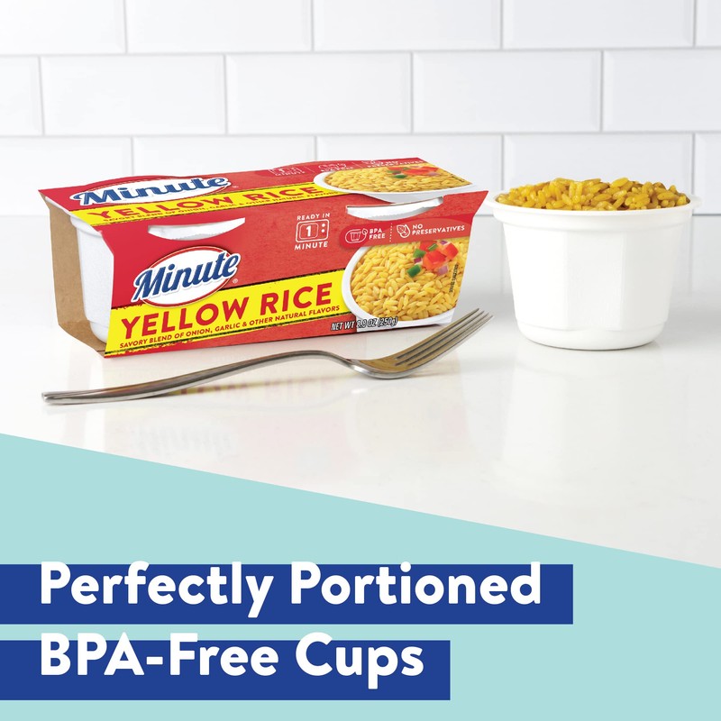 Minute Ready-to-Serve Yellow Rice, Microwavable Rice Cups, 8.8-Ounce Cups (Pack