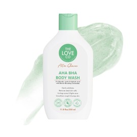 THE LOVE CO. AHA BHA Body Wash | 5% Glycolic, Lactic & Salicylic Acid | Gently Exfoliates, Fights Acne & Unclogs Pores | With Barrier-Boosting Ceramides | Sulphate-Free | Unisex | 350ml