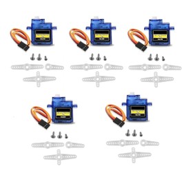 Hutomwua SG90 Micro Servo Motor, SG90 9g Servo Kit 5pcs (SG90 360°)
