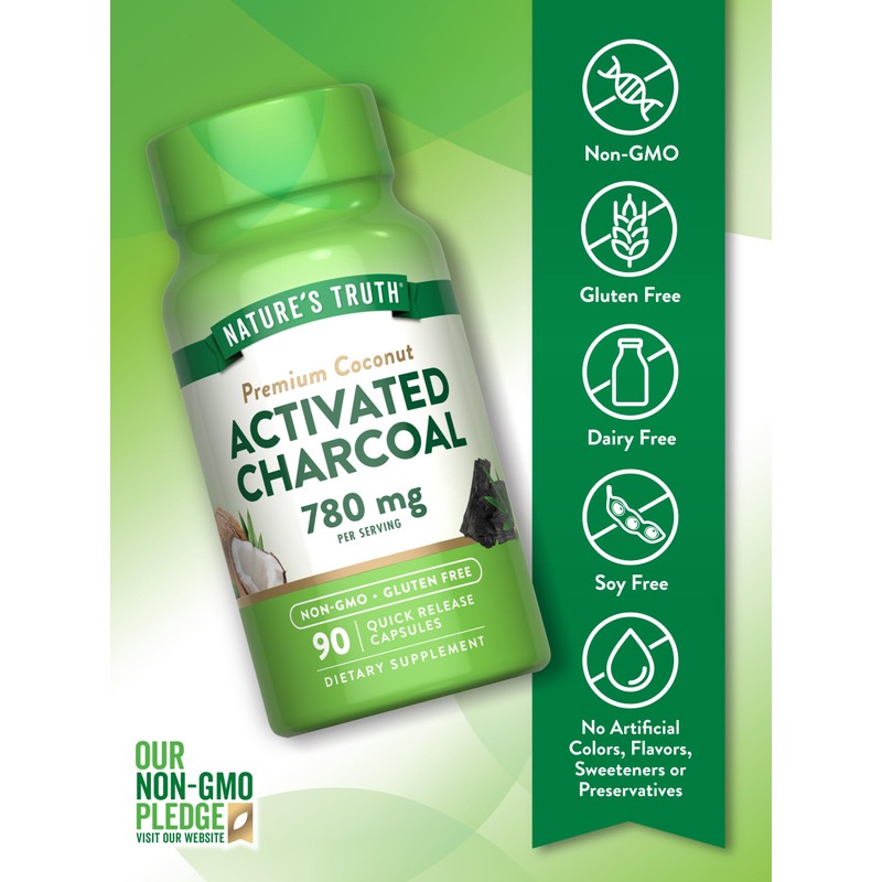 Nature's Truth Activated Charcoal Capsules | 90 Count | Non-GMO