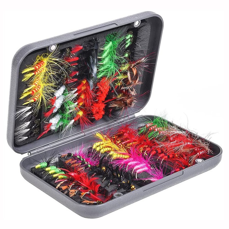 ANCLLO 100Pcs Fly Fishing Kit - Dry and Wet Flies