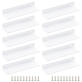 10Pcs Concealed Cupboard Handles, Drawer Pull, White Concealed Handles, Mount Finger Edge Pull, for Home Kitchen Door Drawer Cabinet (120mm Total Length)