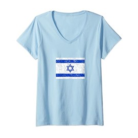 Israel flag, star of David, Judaism, support, solidarity V-Neck T-Shirt
